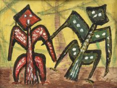 Anthony Twentyman (1906-1988) British, A semi-abstract study of birds, oil on paper, signed with