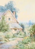 Theresa S. Stannard (1898-1947) British, A Cottage Garden, Bedfordshire a study of a thatched