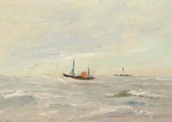 A pair of oil on board impressionist studies, landscape and marine, oil on board, signed, 4.5 x 6.