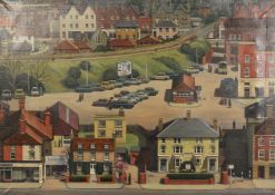 Brenda Johnston (b. 1930) British, A town landscape, oil on canvas, signed and inscribed verso,