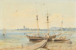 Admiral Sir Charles Burrard (1793-1870) British, 'Christ Church', a scene of boats being loaded at