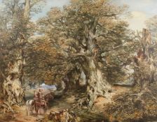 Attributed to George Cattermole (1800-1868) British, The Ambush a scene of figures on horseback in a