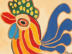 Attributed to Malcolm de Chazal (1902-1981), a study of a cockerel, gouache on arches paper, signed,
