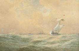 George Stanfield Walters (19th/20th century) British, 'Shortening Sail for Pilot of Helwick, Bristol