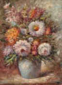 T. Denver (20th century), A still life of mixed flowers, oil on canvas, 16 x 12 .