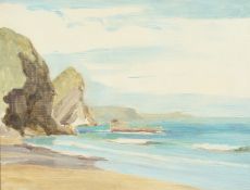 English school, Coastal scene, oil on board (behind glass), 10.5 x 14 .