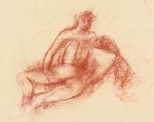 Peter Collins (1923-2002) red chalk nudes, red chalk on paper, 11.75 x 15 .