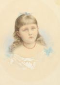 19th/20th century British school, A head and shoulders portrait of a girl, watercolour/bodycolour,