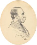 Herman Gustave Herkomer (1862-1935) American, A head and shoulders sketch of a gentleman, in