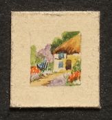 Stanley A Burchett (20th century), a miniature of a country cottage, signed in pencil to mount, 0.