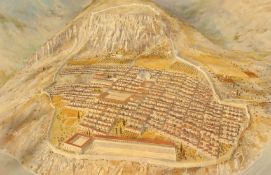 Tony Smith, The Town of Priene , oil + mixed media (under acetate) on hard board, 14 x 21.75