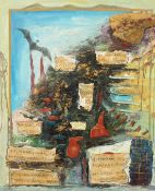 20/21st Century British School, An abstract landscape composition, mixed media with applied