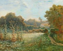 Alexandre Nozal (1852-1929) A country landscape with buildings beyond, oil on canvas, signed with