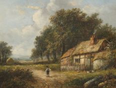 Joseph Thors (1835- 1884) Dutch, 'A Surrey Homestead', oil on canvas, signed and with an inscription