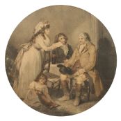 Bond after Morland, A father visiting his daughter, stipple engraving, 12