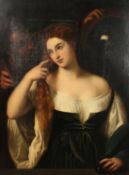 After Titian, Woman with a Mirror , 19th Century, oil on canvas, a scale rendering of Titian s