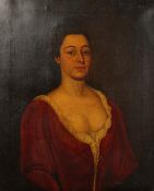 Circle of Lely, A half-length portrait of a lady, oil on canvas, feigned oval, 29.5 x 24.5 .