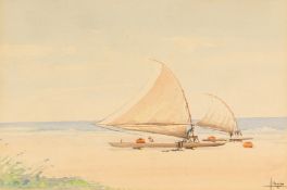 Circle of A O Lamplough, Escarpment on the river Nile along with another Egyptian scene by another