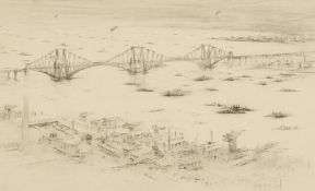 William Walcot (1874-1943) British, An etching of the Forth Bridge, signed in pencil, 5.5