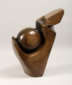 Evans (20th /21st century) American, An abstract form, carved stone sculpture, signature to base, 18