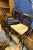 Five 19th century mahogany dining chairs (two with arms).