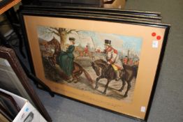 John Leech, a set of four amusing hunting colour prints.