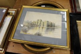 Hurstmonceux Castle and an oval picture of a young girl.