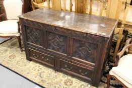 A 19th century oak coffer bach.