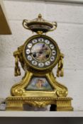 A good French ormolu and porcelain mantle clock.