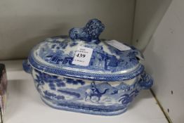A 19th century blue and white small sauce tureen.