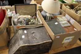 A coal box, an old till and other items.