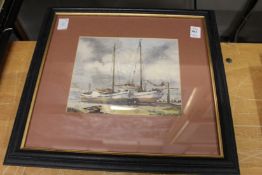 A pair of watercolours depicting sailing ships.