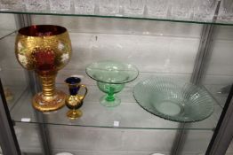 Colourful glassware.