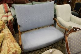 A 19th century inlaid satinwood framed high back settee.