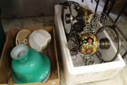 A pair of Spanish style hanging lanterns etc.