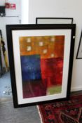 Colourful abstract, framed and glazed.