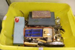 A large quantity of plated flatware.