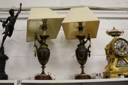 A good pair of ormolu bronze ewer shaped table lamps.