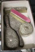 Silver backed dressing table items etc.