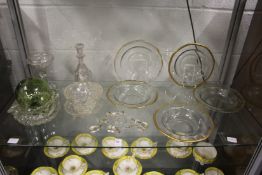 Cut glass bowls, cut glass bowl, cover and stand, a small decanter and other glassware.