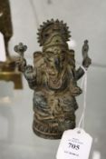 A good bronze figure of Ganesh, green patina, possibly 18th century or earlier.
