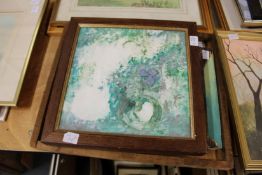 Flour and Flower oil and abstract painting, together with three other paintings.