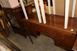 A walnut sideboard and a Victorian rosewood side cabinet.