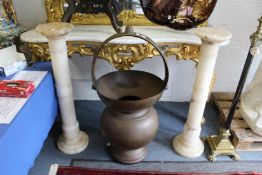 A pair of turned alabaster columns.