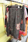 An Indian black silk skirt and shawl set.