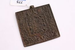 A Tibetan bronze Buddhistic plaque.