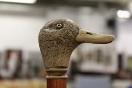 A duck's head walking stick.