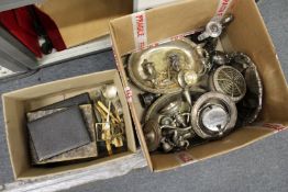 Cased cutlery and other plated items.