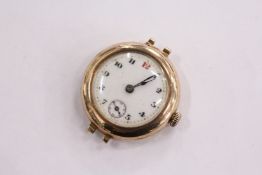A 9ct gold and enamel ladies' wristwatch (lacking strap).