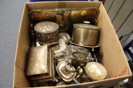 A quantity of plated items to include trays, entree dish and cover, biscuit boxes, teapots etc.